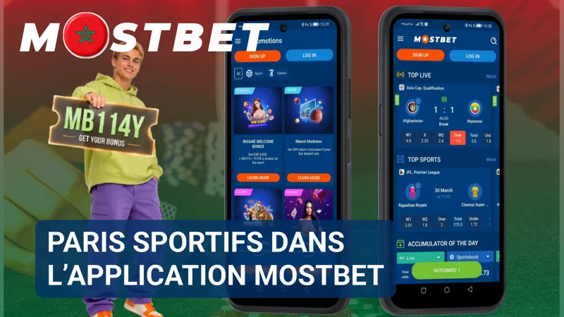 Un événement sportif avec plusieurs marchés de pari est affiché dans l’application MostBet.