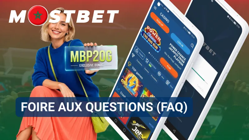 Une base de connaissances affiche une liste de questions fréquentes relatives à l’application MostBet.