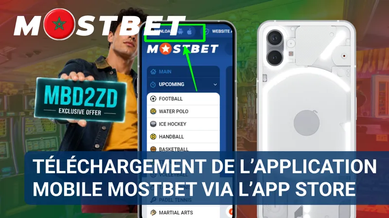 La fiche de l’application MostBet apparaît dans l’App Store sur l’écran d’un iPhone.