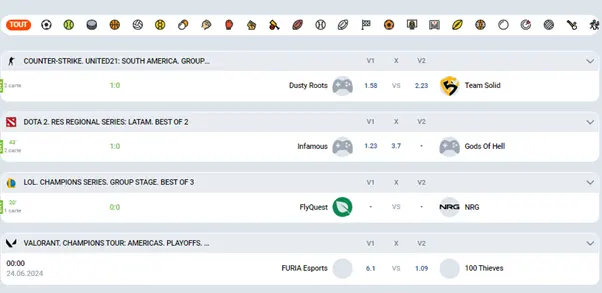 Parier sur les eSports sur Mostbet